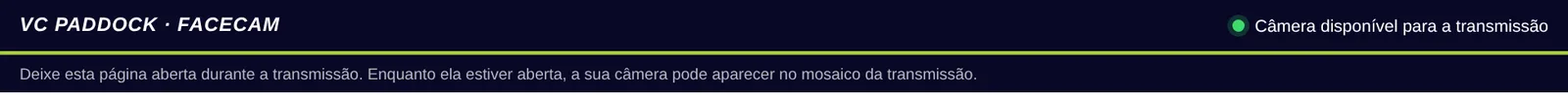 Página da facecam com a câmera disponível