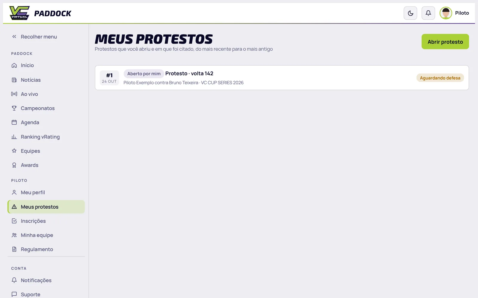 Lista de Meus protestos